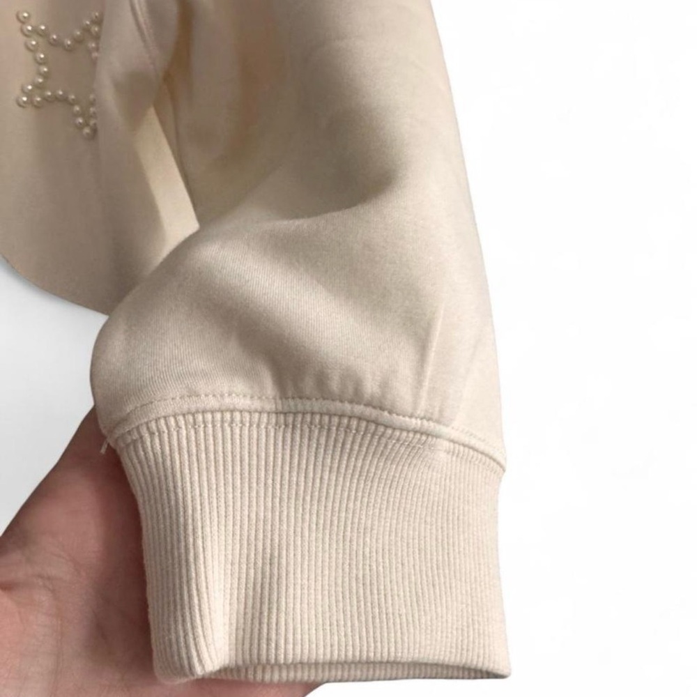 Simply Southern Pearl Star Cropped Sweatshirt Cream Medium Embellished Modal - Picture 6 of 10
